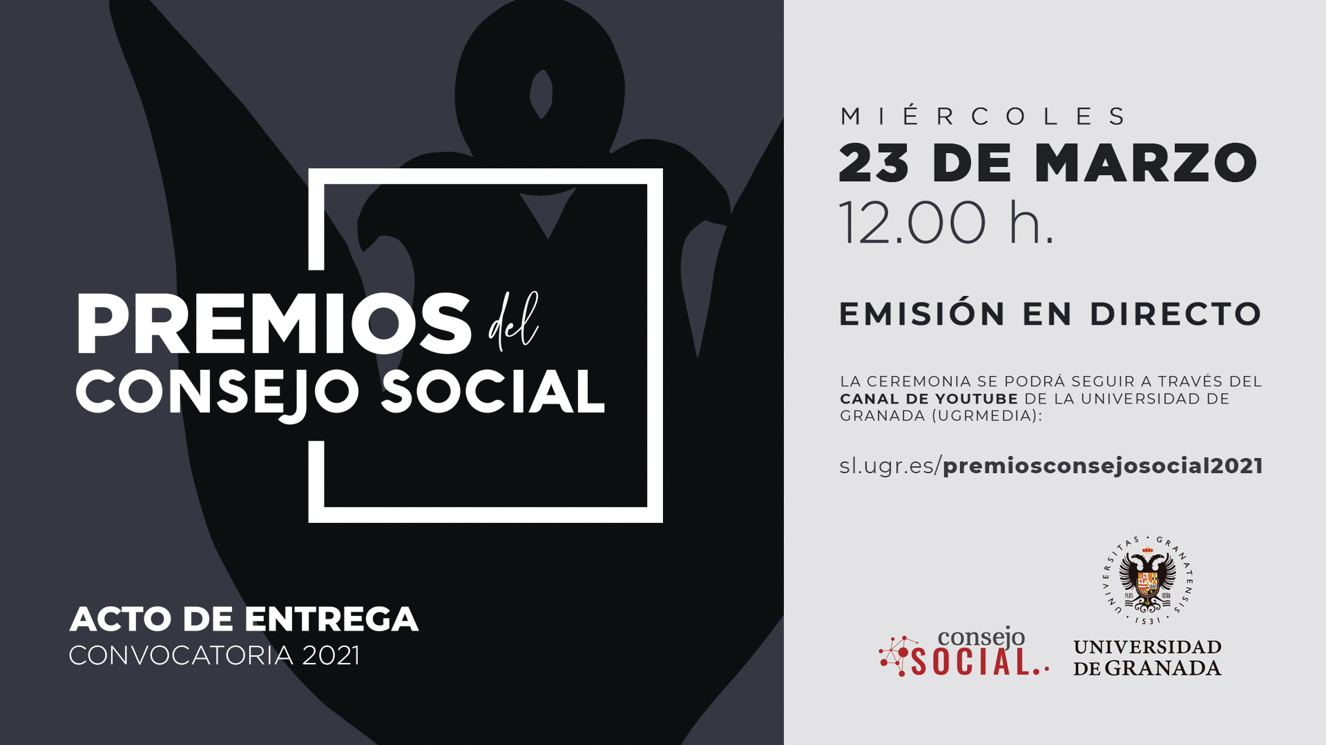Cartel anunciador acto entrega Premios Consejos Social 2021